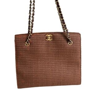 Chanel Pre-Owned Woven Leather Raffia Shoulder Bag - Vintage